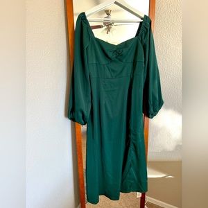 Cider Forest Green Satin Dress